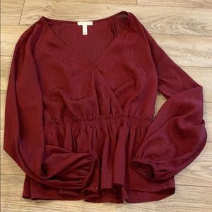 Maroon Surplice Blouse